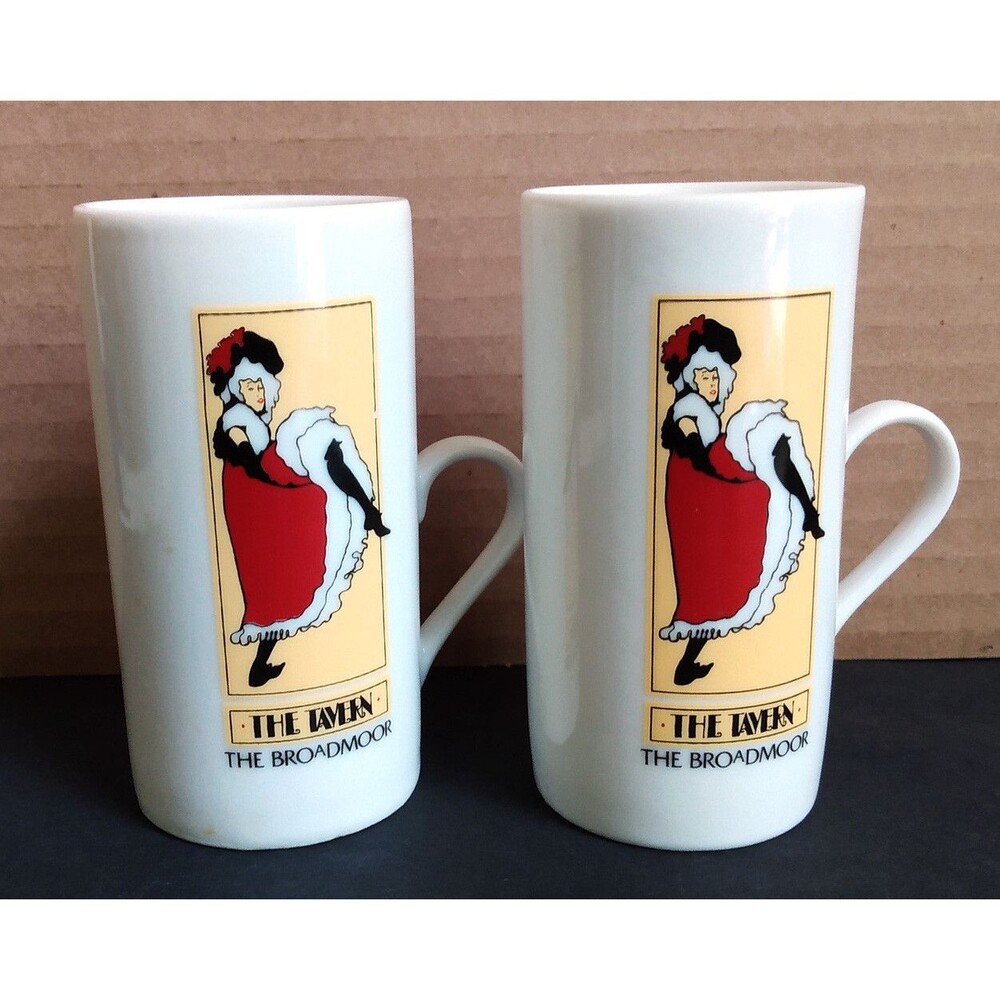 Set of Four MOCHA CUPS  from THE BROADMOOR HOTEL- Lautrec, Jane Avril Decor